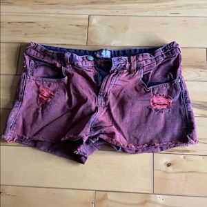 Free People red denim shorts